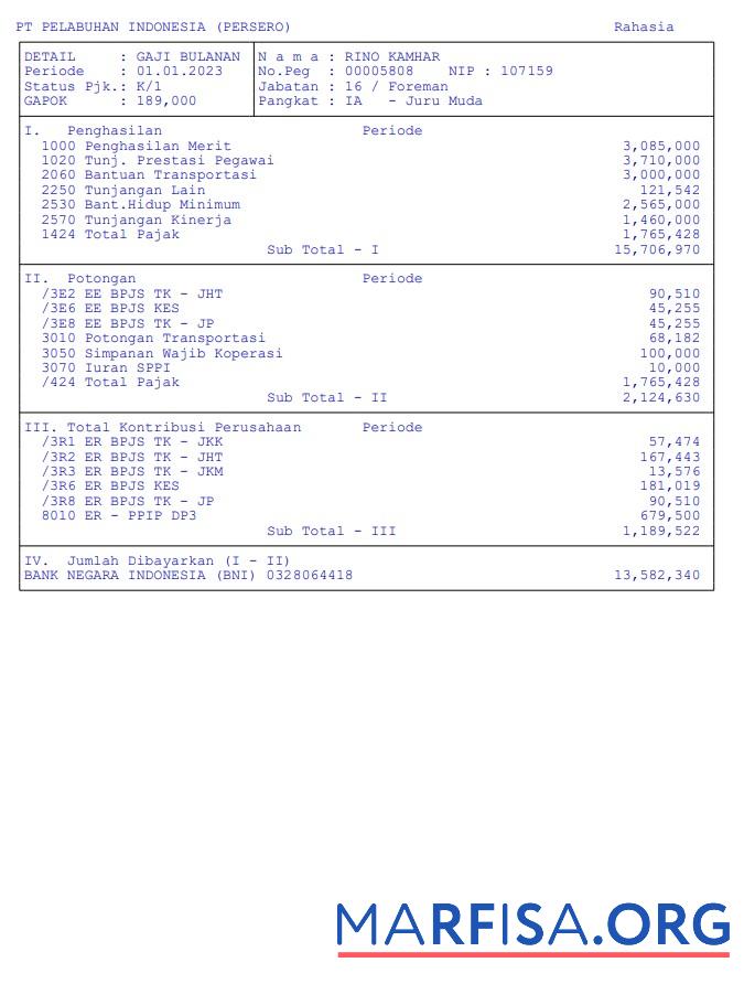 Realistic Pt pelabuhan indonesia (persero) pay stubs download for verification